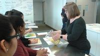 The class peeled and chopped 12 cups of various kinds of apples.